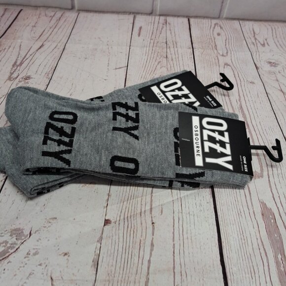 2 Pair OZZY OSBOURNE Men's Crew Socks black / gray one size (7-12) Black Sabbath - Picture 4 of 5